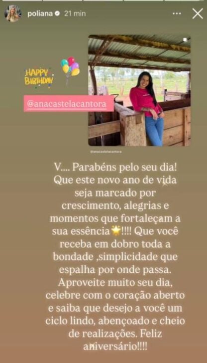 parabéns de poliana para ana castela